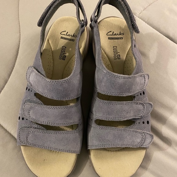 NWOT Clark’s Blue Suede Sandals - Picture 2 of 6